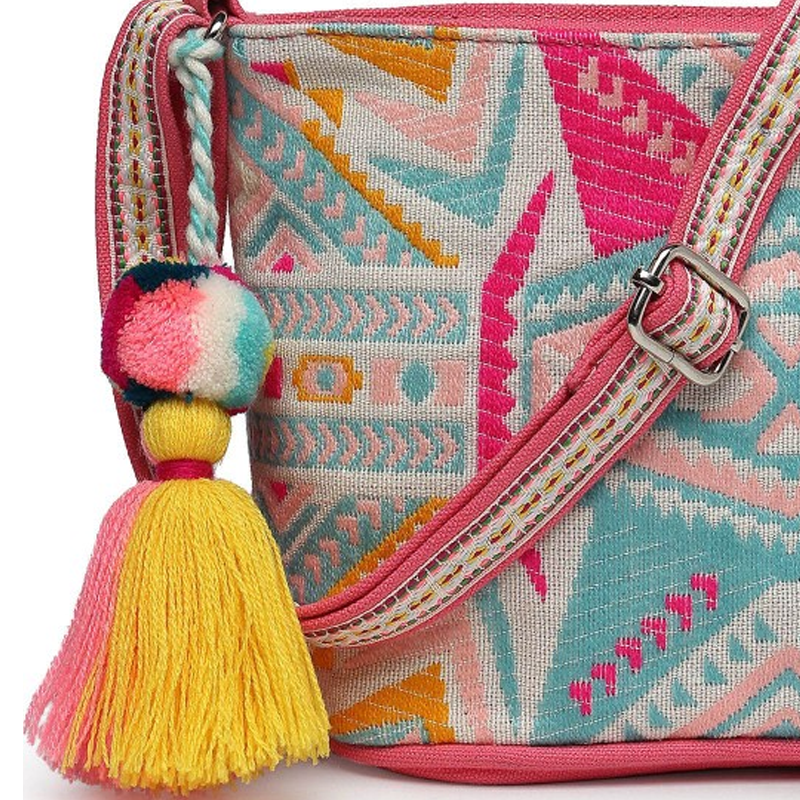 Women Geometric Printed Crossbody Cotton Sling Bag